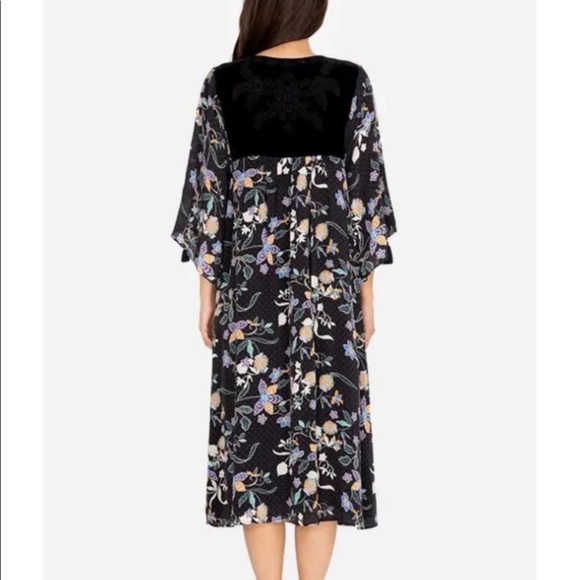 Johnny Was Jade Black Burnout Dolman Sleeve Floral Midi Sundress - Picture 11 of 13